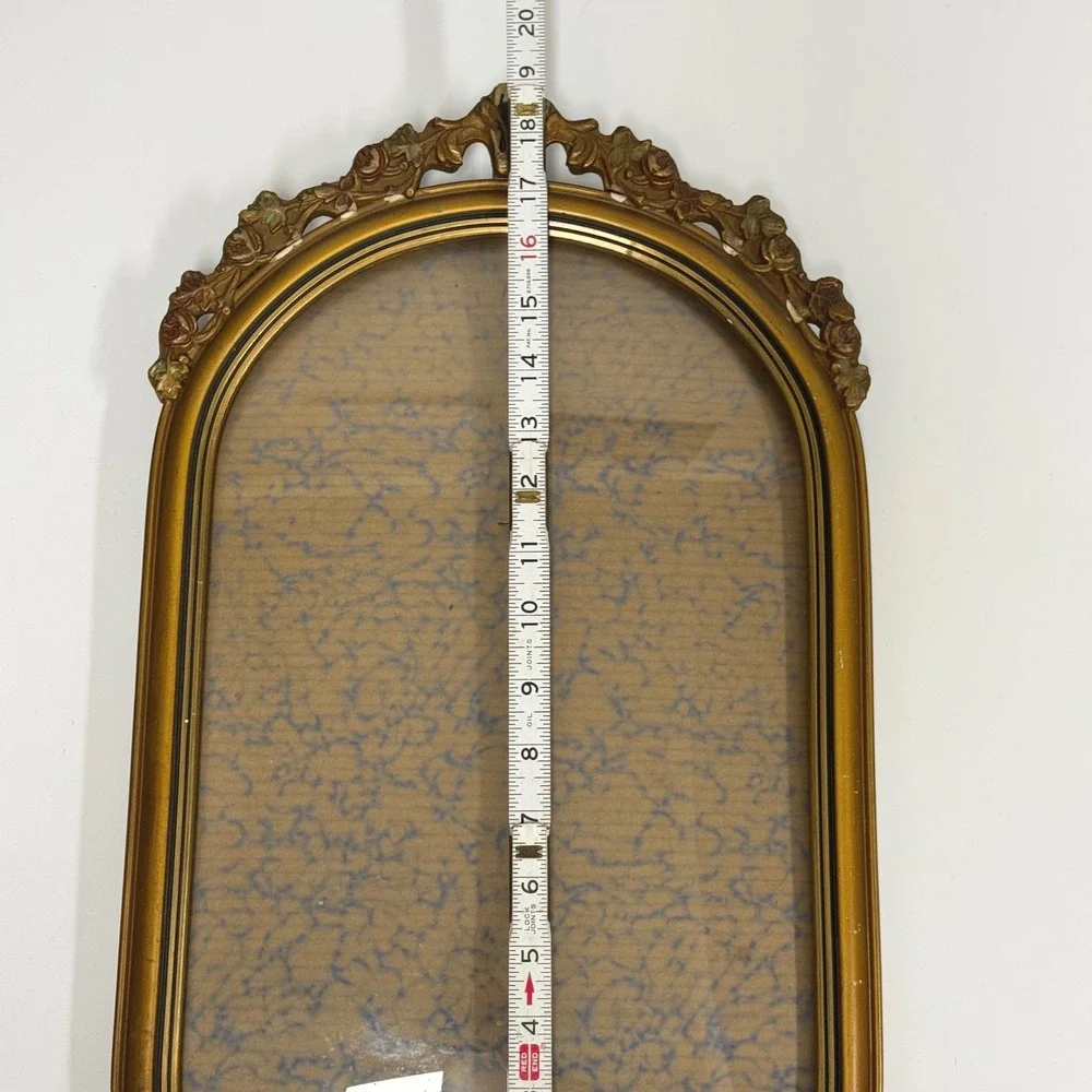 Antique 1920s Cathedral Arched Convex Bubble glass Ornate Picture Frame